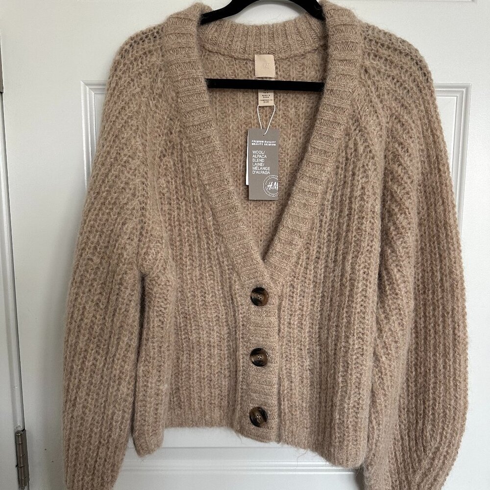 NWT H&M Knit Alpaca Wool Cardigan in Light Beige